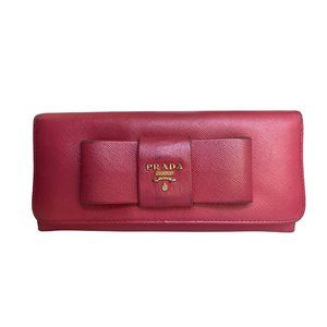 Prada Saffiano Pink Bow Long Wallet
